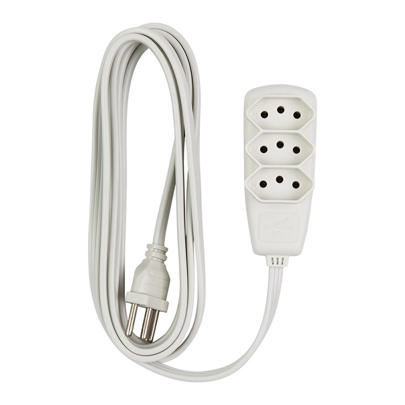 Extensão Sort 3 tomadas com 10 metros 2P+T 10A Gelo DN1913 - Daneva