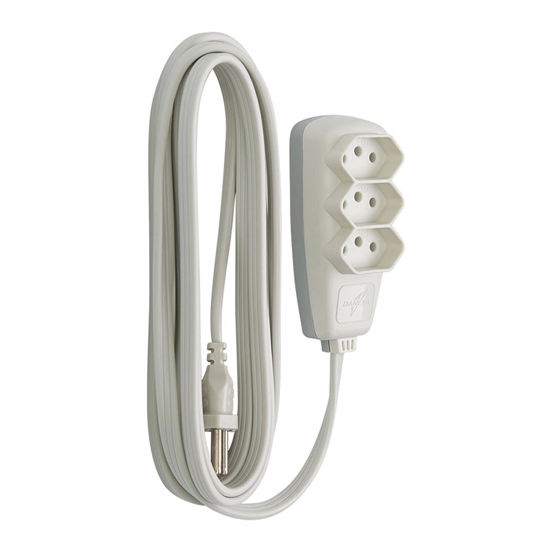 Extensão Sort 3 tomadas com 10 metros 2P+T 10A Gelo DN1913 - Daneva