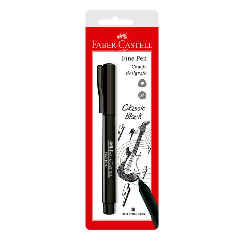 Caneta hidrográfica Fine Pen Preta SM/FPBPRZF com 1 unidade - Faber-Castell