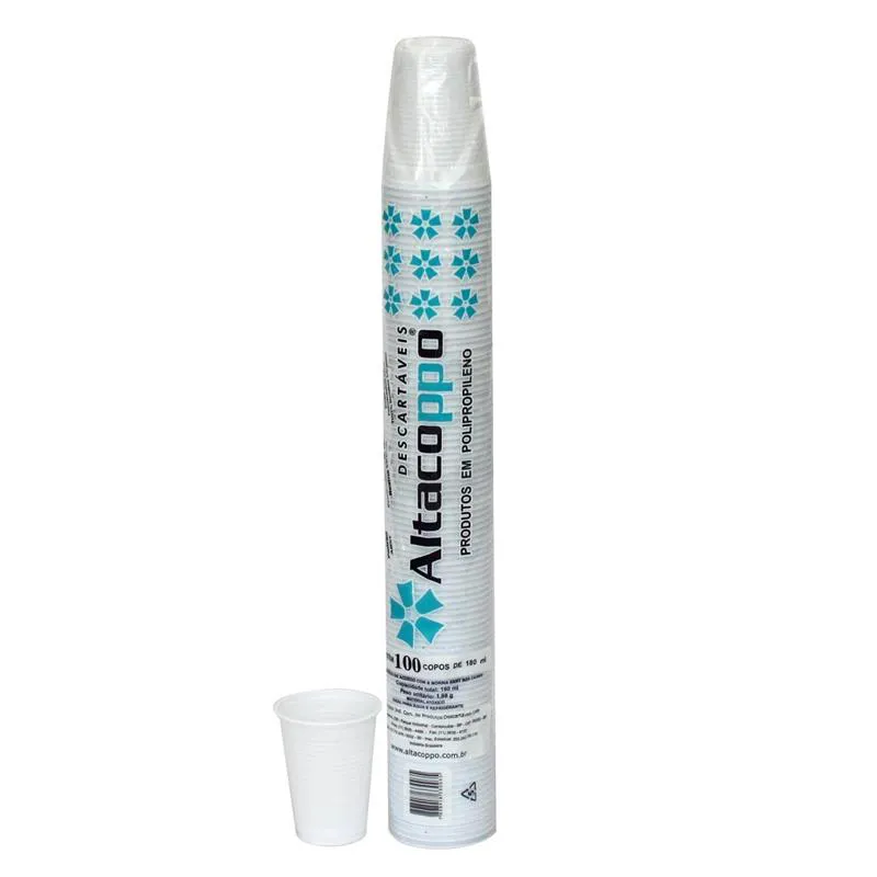 Copo plástico descartável Super Premium Branco 180ml 100und - Altacoppo