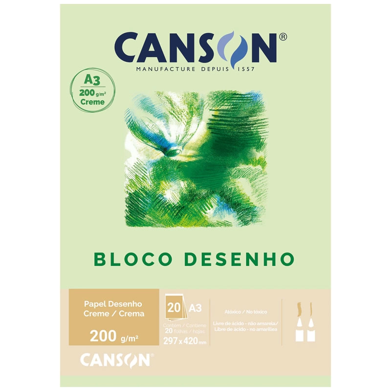 Bloco desenho creme A3 200g - com 20 folhas - Canson
