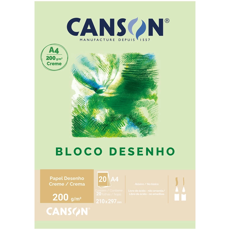 Bloco desenho creme A4 200g - com 20 folhas - Canson