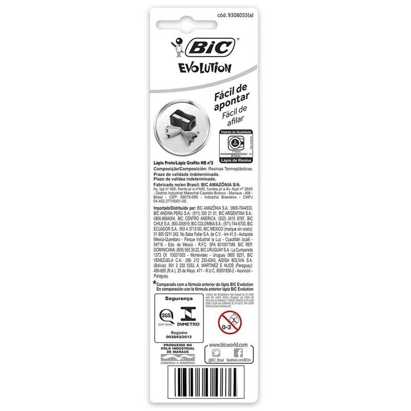 Lápis preto Evolution Pijama com 3 unidadades - Bic