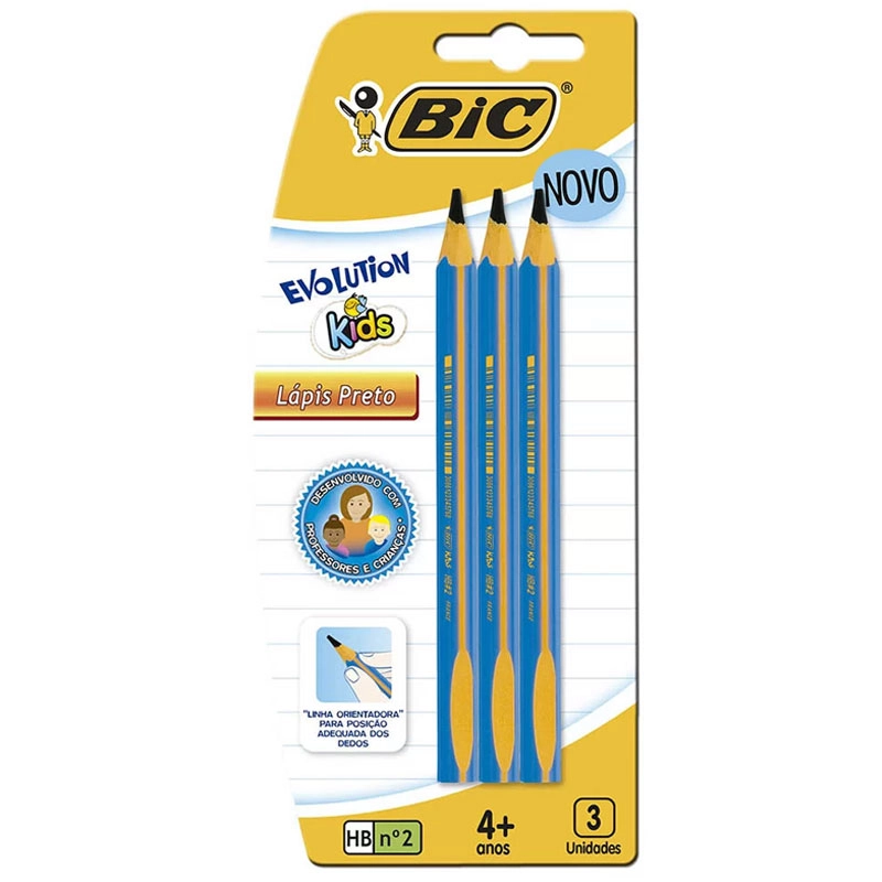 Lápis preto Evolution Gigante Kids com 3 unidades - Bic