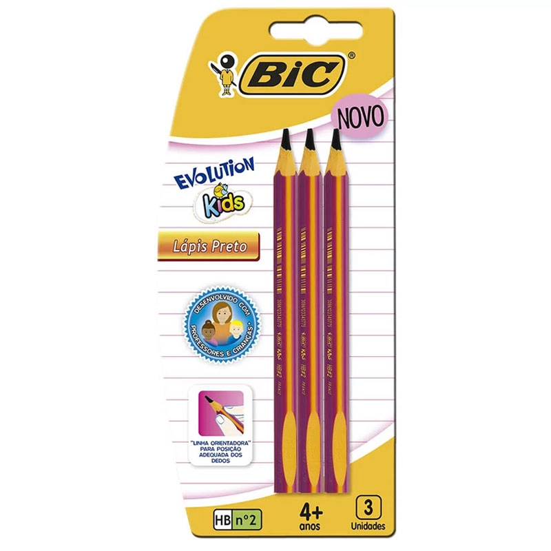 Lápis preto Evolution Gigante Kids com 3 unidades - Bic