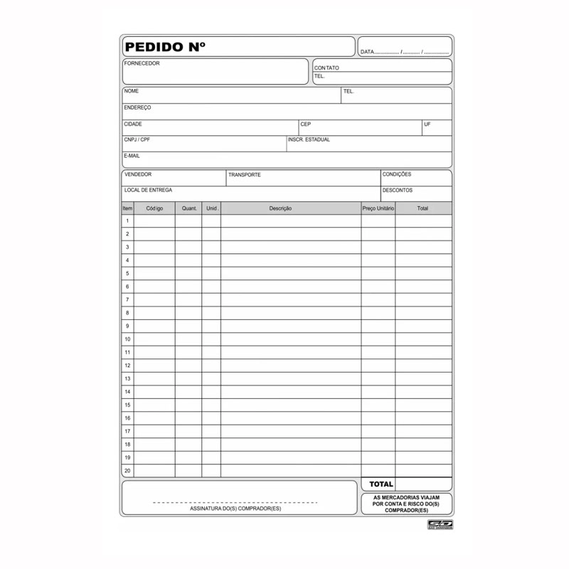 Pedido 1 via 50x1 137x207mm 50 folhas 10039 - SD/Animativa