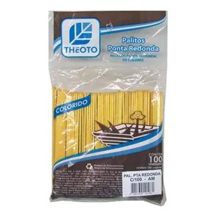 Palito de sorvete Amarelo com 100 unidades - Theoto