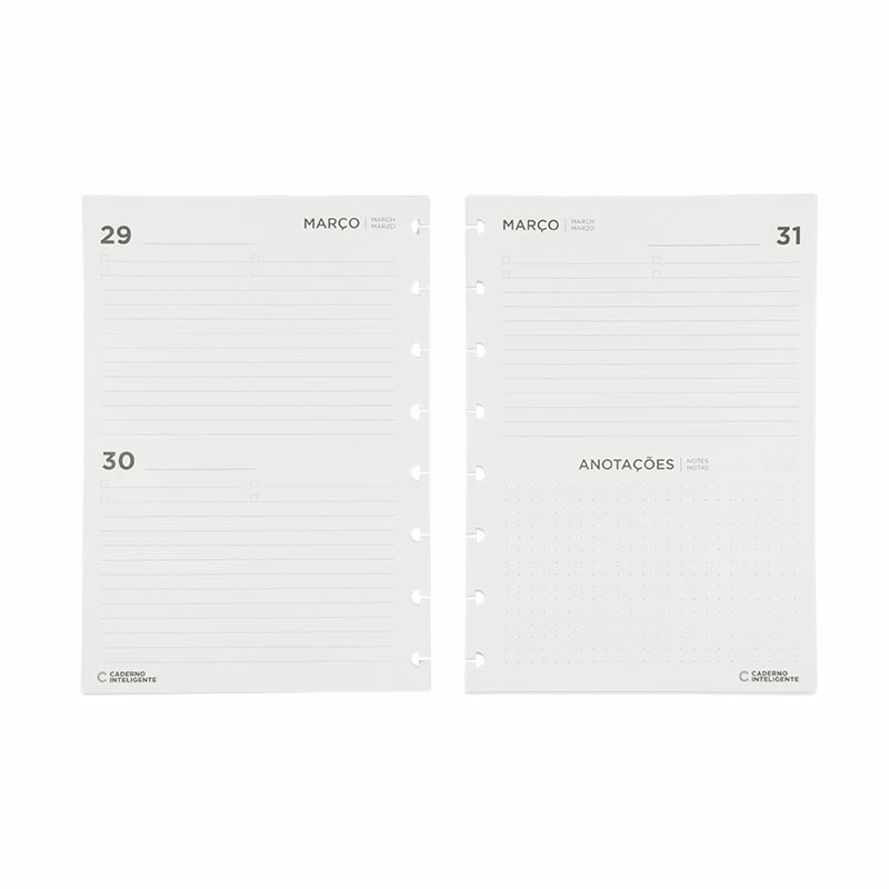 Bloco refil A5 agenda inteligente pautado com 30 folhas - CIRA2027
