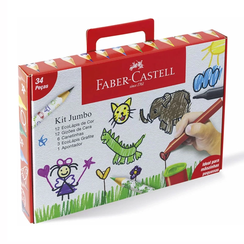 Kit colorir e desenhar Jumbo com 34 itens - Faber-Castell