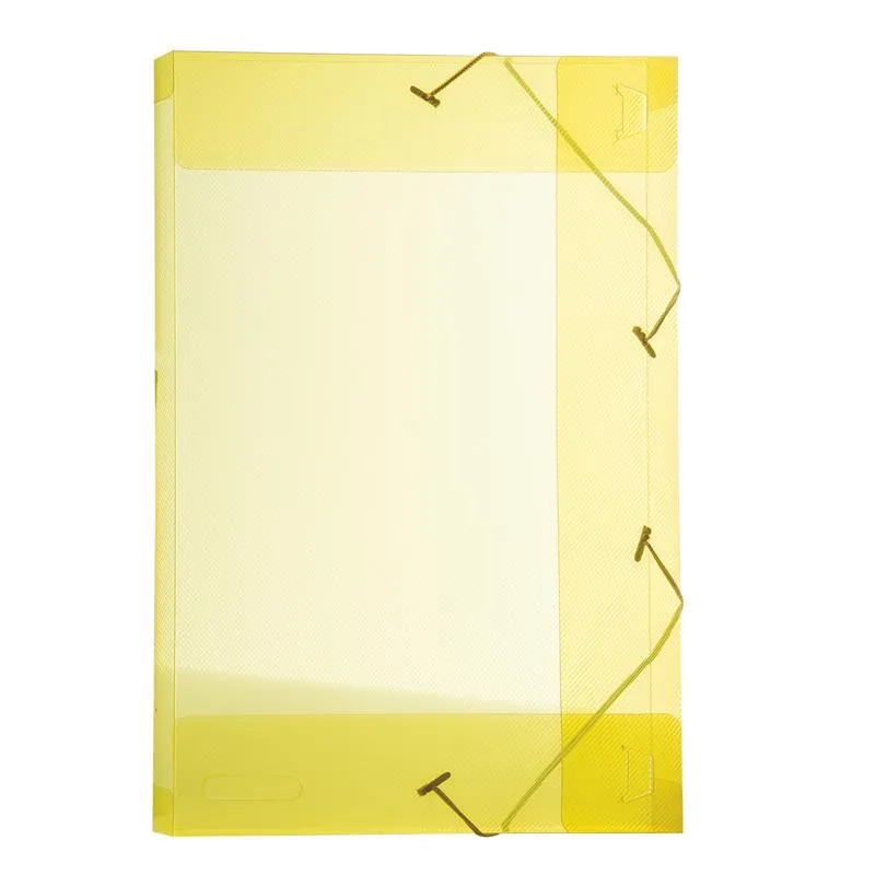 Pasta com aba elástico 1/2 ofício lombo 25mm - Line - transparente amarelo - 0253.A - Dello