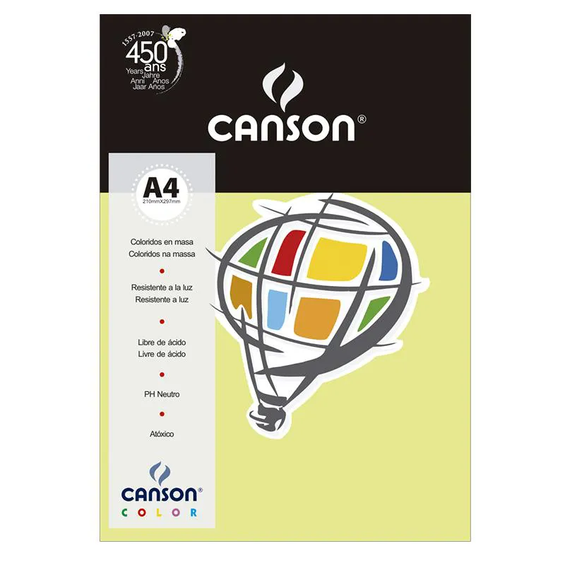 Papel Color Vivaldi A4 120g verde claro - com 15 folhas - Canson