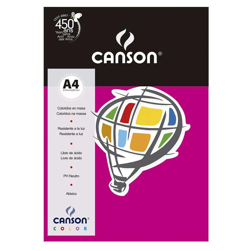 Papel Color Vivaldi A4 180g rosa escuro - com 10 folhas - Canson