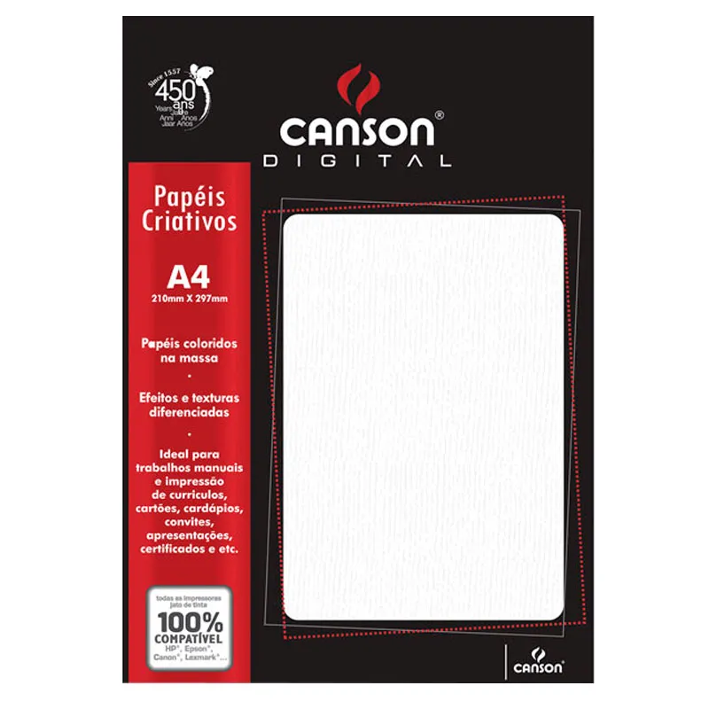 Papel opalina micro cotele branco A4 180gr - com 15 folhas - Canson