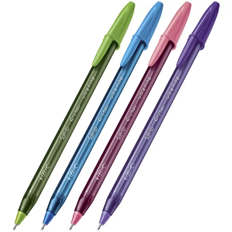 Caneta esferográfica Cristal Ultra Fina Fashion 0.7 AZ/RX/RS/VD com 4 unidades - Bic