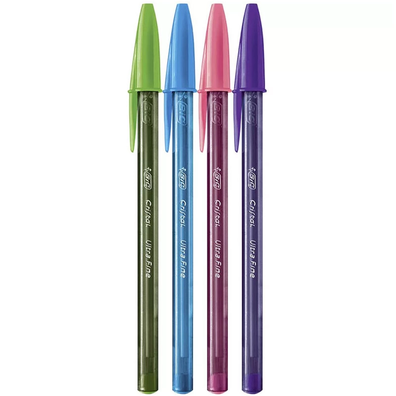 Caneta esferográfica Cristal Ultra Fina Fashion 0.7 AZ/RX/RS/VD com 4 unidades - Bic