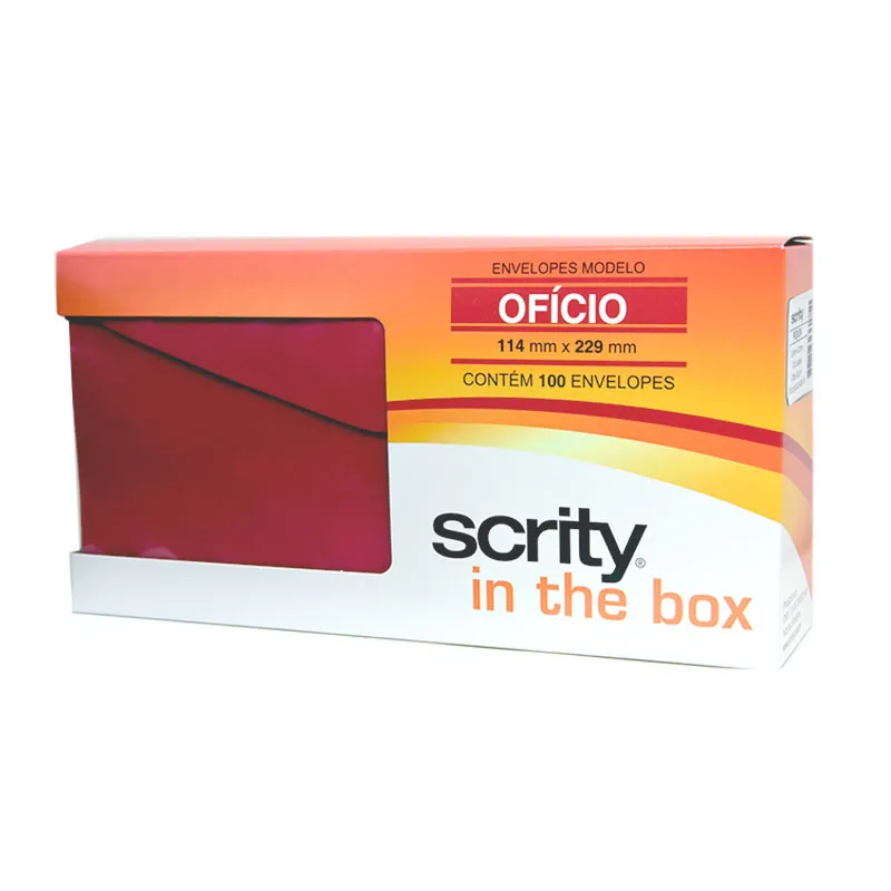 Envelope Color Plus Vinho 114x229mm 100und Scrity