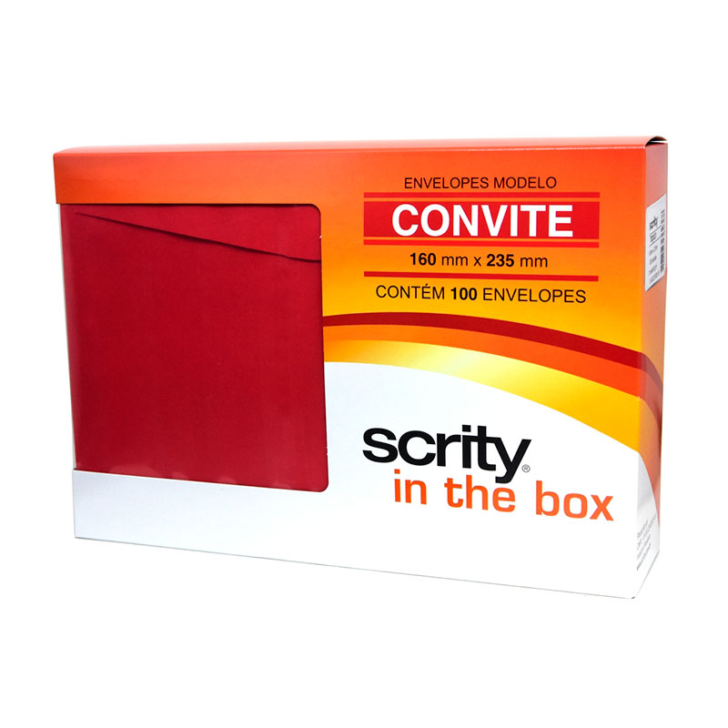 Envelope Color Plus Vermelho 160x235mm - caixa com 100 unidades - Scrity