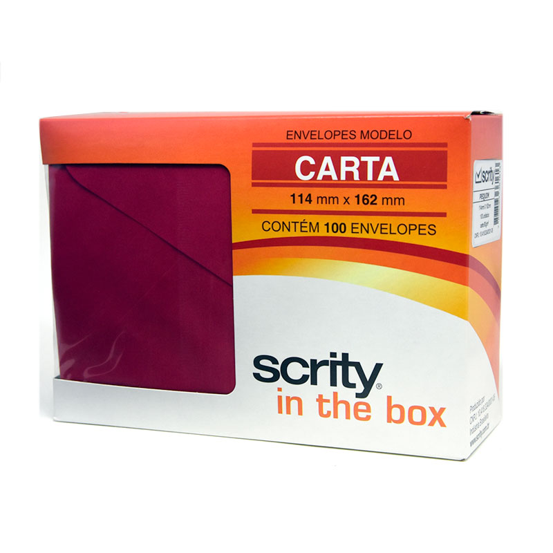 Envelope Color Plus Vinho 114x162mm - caixa com 100 unidades - Scrity