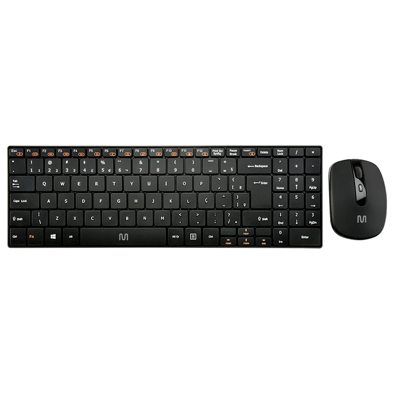 Teclado e mouse sem fio USB 2.4Ghz Slim Preto multimídia - TC202 - Multi