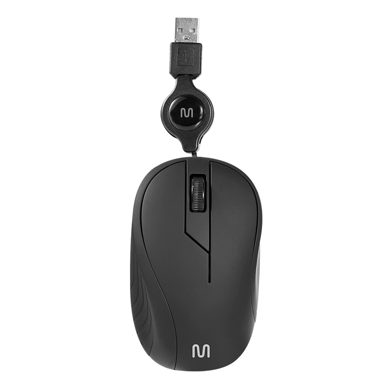Mouse com fio USB retrátil emborrachado Preto - MO231 - Multi