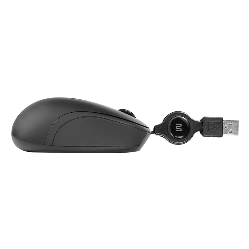 Mouse com fio USB retrátil emborrachado Preto - MO231 - Multi