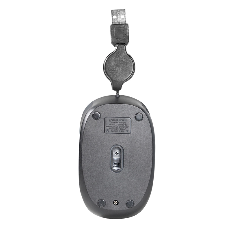 Mouse com fio USB retrátil emborrachado Preto - MO231 - Multi