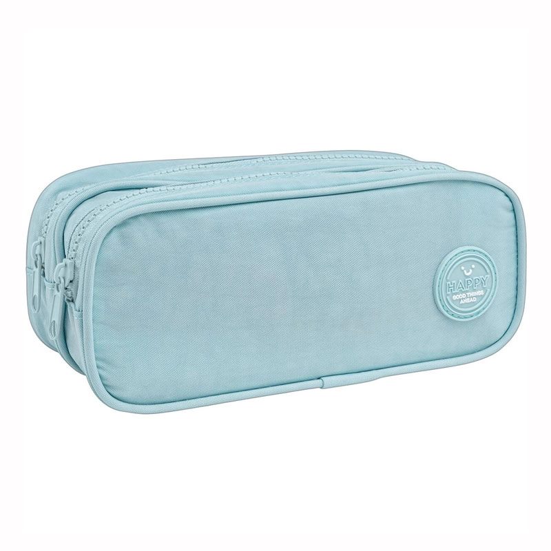 Estojo escolar duplo com zíper - 348228 - Happy Azul - Tilibra