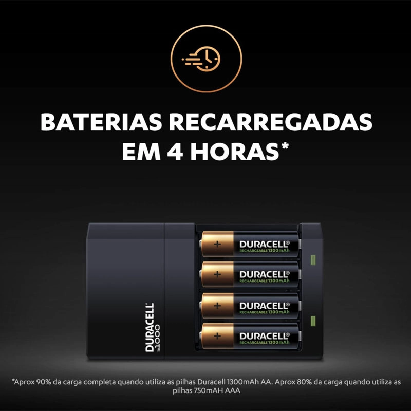 Carregador de pilhas AA/AAA com 4 pilhas - Duracell