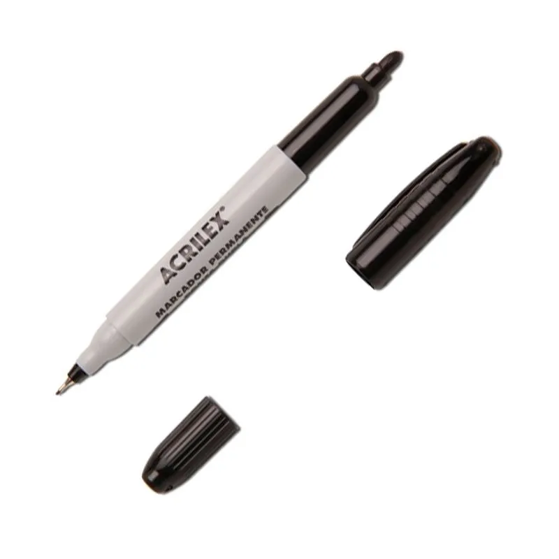 Pincel marcador permanente ponta dupla Preta - Acrilex