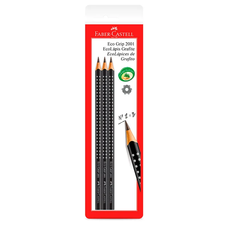 Lápis preto nr 2B SM/2001WAP com 3 unidades - Faber-Castell