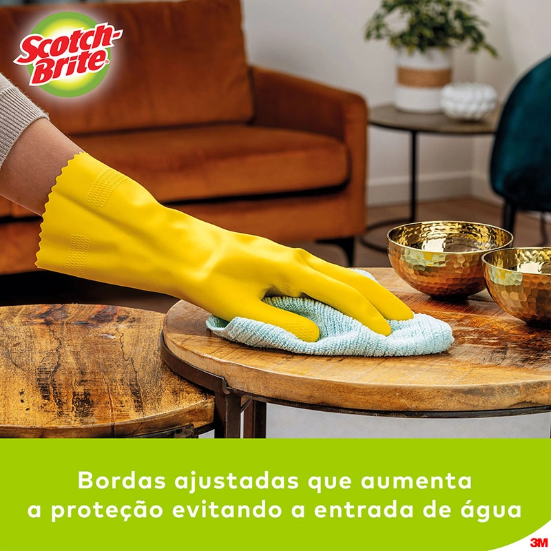 Luva multiuso Scotch-Brite média limão amarela - 3M