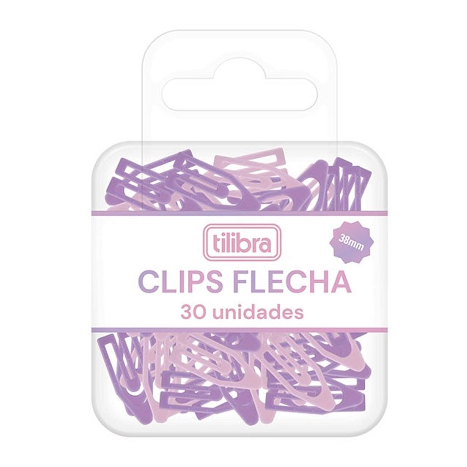 Clips colorido Flecha 38mm com 30 unidades 353906 - Tilibra