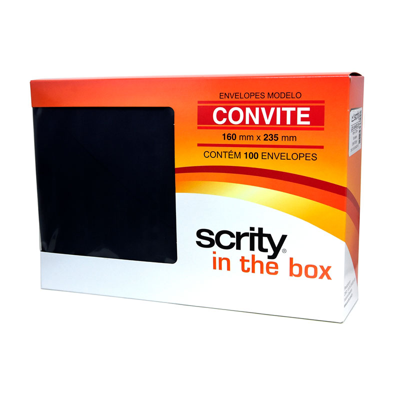 Envelope Color Plus Preto 160x235mm - caixa com 100 unidades - Scrity