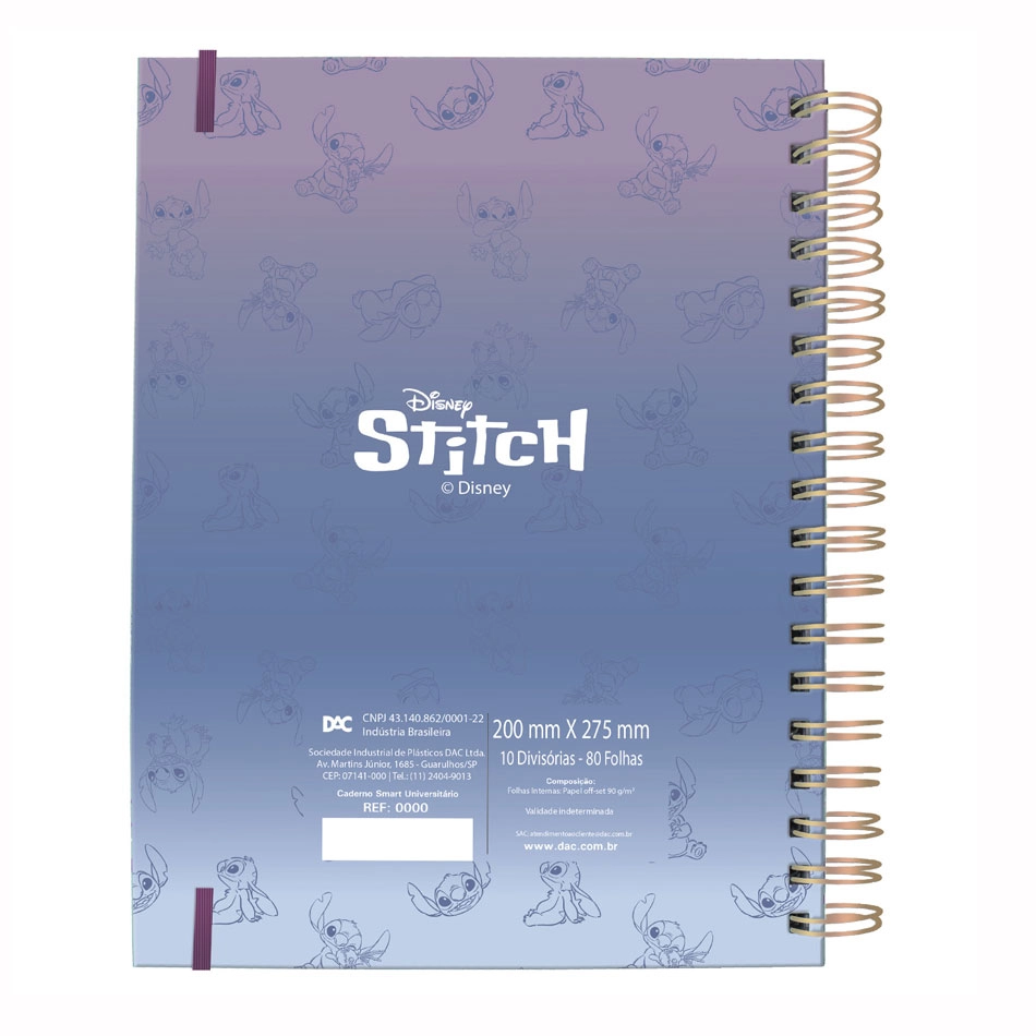 Caderno espiral capa dura universitário Smart 80 folhas 4512 Stitch - Dac