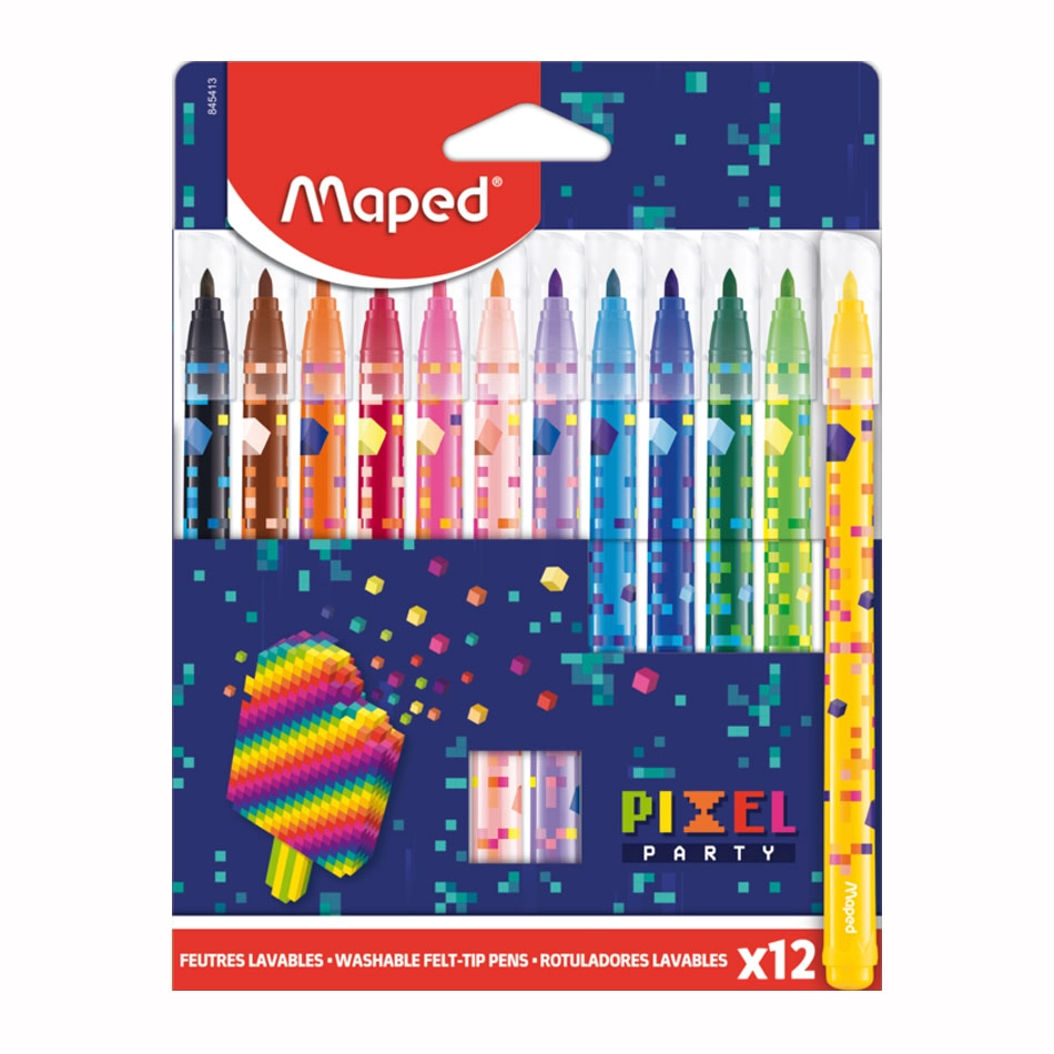 Caneta hidrográfica Pixel Party com 12 cores 845413 - Maped