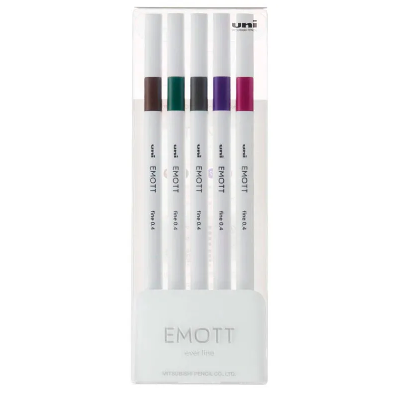 Caneta hidrográfica Emott fine 0.4mm N3 com 5 cores Uni-Ball