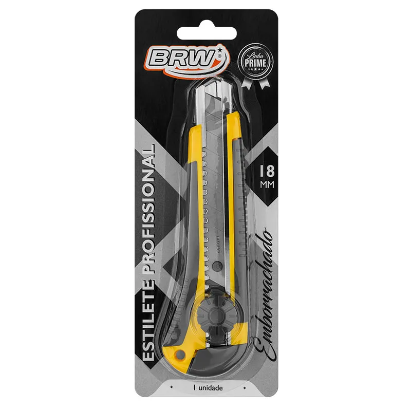 Estilete profissional trava giratória emborrachado 18mm - ES1804 - BRW