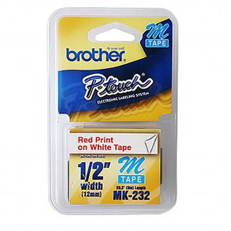 Fita para rotulador MK232 Branca escrita Vermelho 12mm - Brother