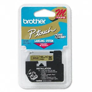 Fita para rotulador M831 Dourado escrita Preto 12mm - Brother