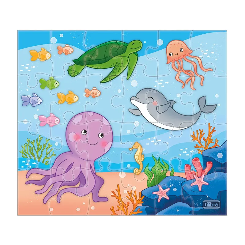 Quebra cabeça ilustrações Fundo do Mar com 24 peças 337315 - Tilibra	