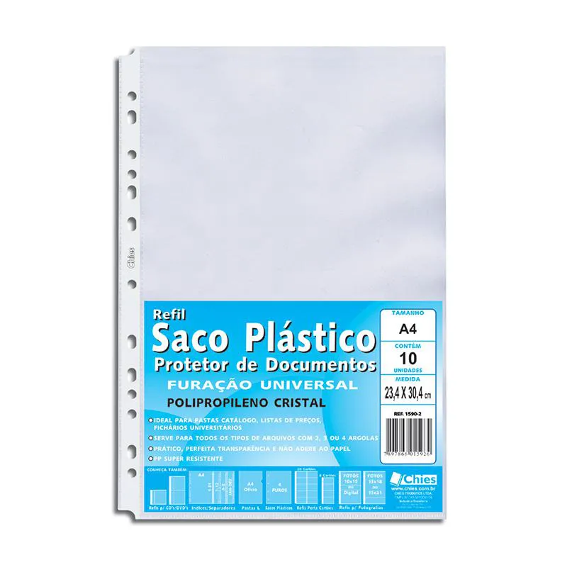 Envelope saco plástico A4 1590 gofrado 10 unid - Chies