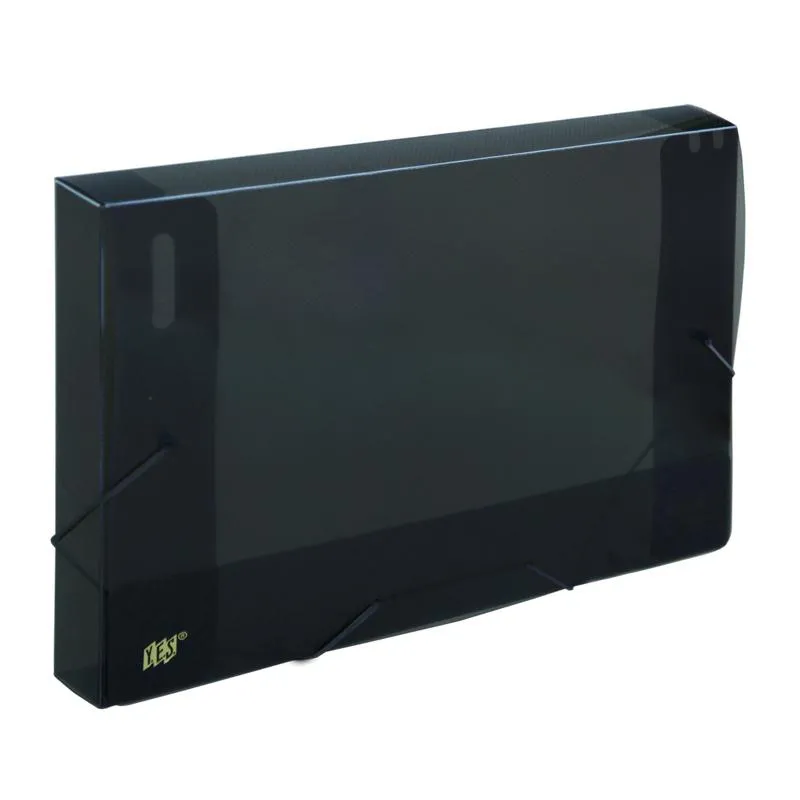 Pasta com aba elástico ofício lombo 30mm - transparente fumê - CX030S/FM - Yes