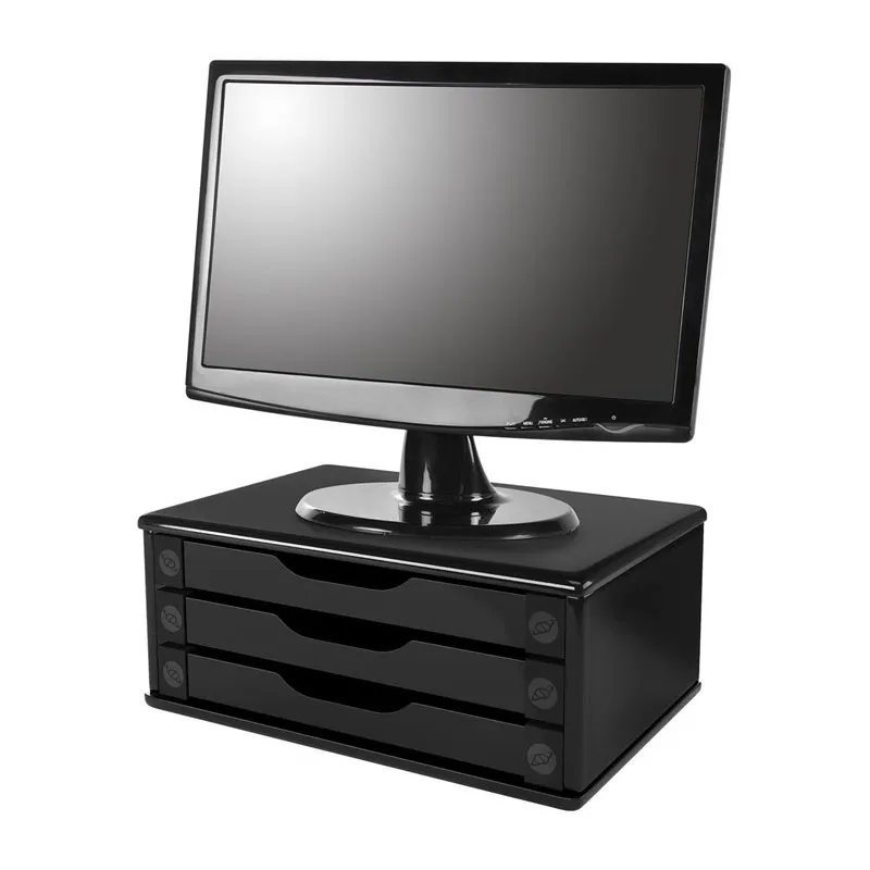 Suporte para monitor 3 gavetas MDF Black Piano - 3347 - Souza