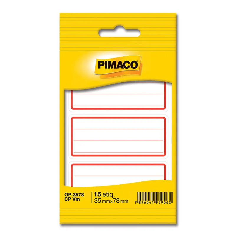 Etiqueta escolar com pauta e tarja vermelha OP3578 com 15 unidades - Pimaco