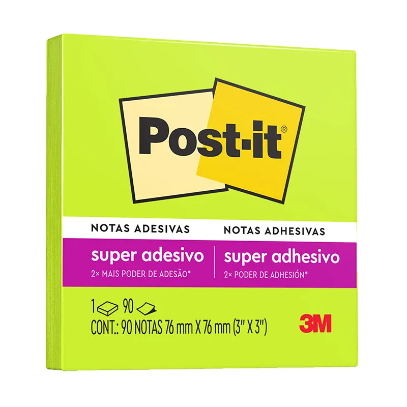 Bloco de notas super adesivas Post-it Verde Ácido 76x76mm 90 folhas - 3M
