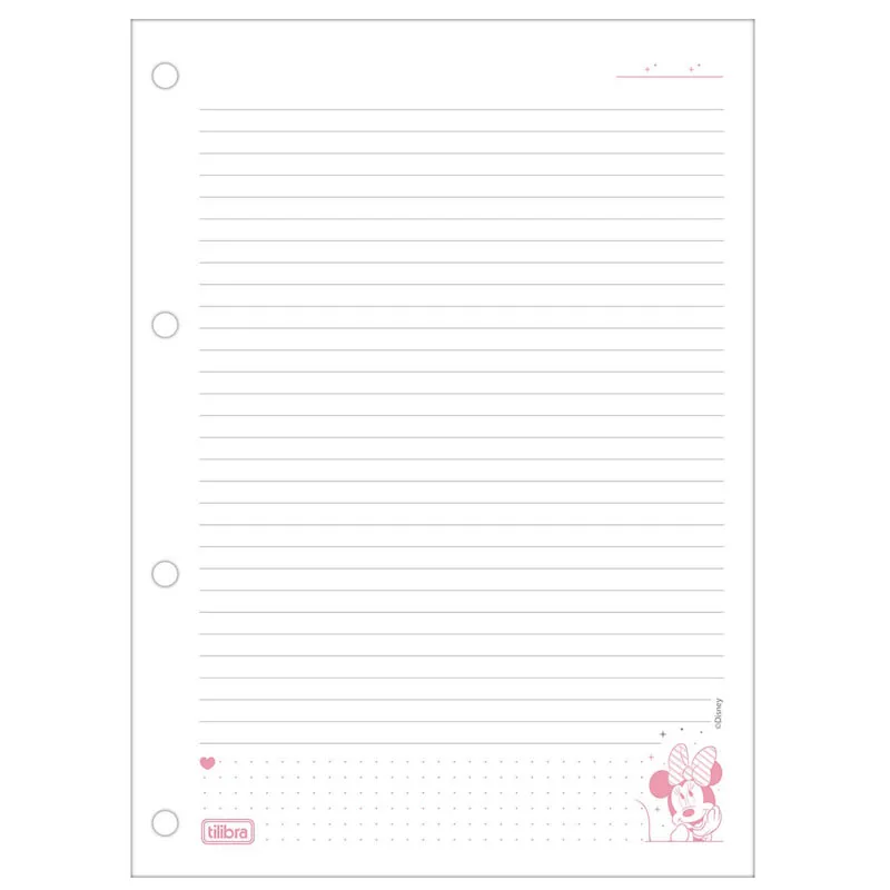 Bloco para fichário universitário Tiliflex Minnie 4 furos 80 folhas - Tilibra