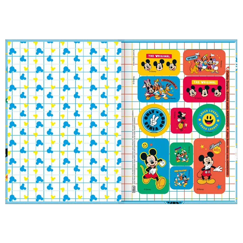 Caderno brochura capa dura 1/4 80 folhas Mickey Capa 2 - Tilibra