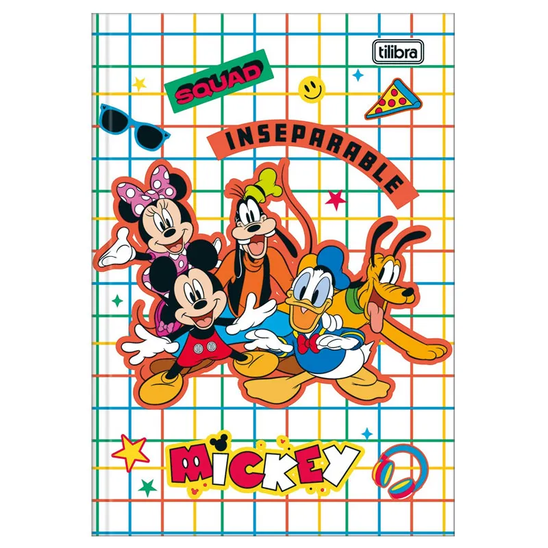 Caderno brochura capa dura 1/4 80 folhas Mickey Capa 3 - Tilibra