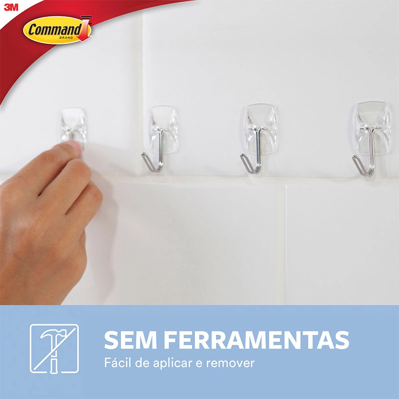 Gancho adesivo para utensílios Command transparente mini 3 unid - HB004270532 - 3M
