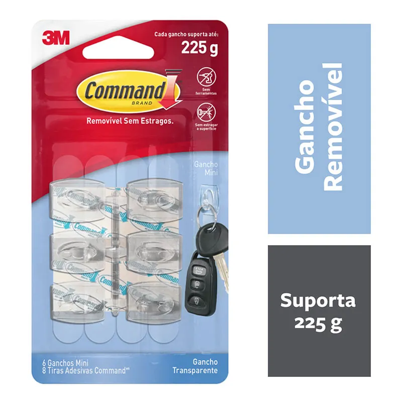 Gancho adesivo Command transparente mini 6 unid HB004270490 - 3M